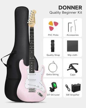 Електрогітара DONNER DST-80 Pink - комплект