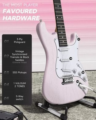 Электрогитара DONNER DST-80 Pink - комплект