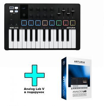 MIDI-клавіатура ARTURIA MiniLab 3 Black Edition + Arturia Analog Lab V
