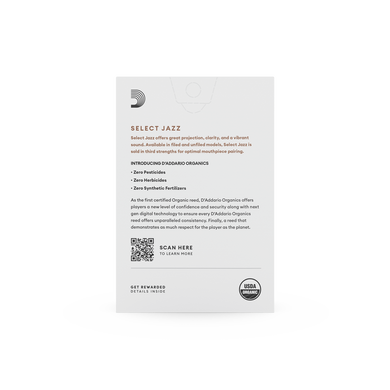 Трость для альт саксофона D'ADDARIO ORGANIC SELECT JAZZ - ALTO SAX UNFILED 2M (1шт)