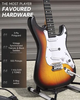 Электрогитара DONNER DST-80 Sunburst - комплект