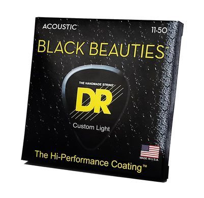 Струны для акустической гитары DR BKA-11 BLACK BEAUTIES Acoustic - Custom Light